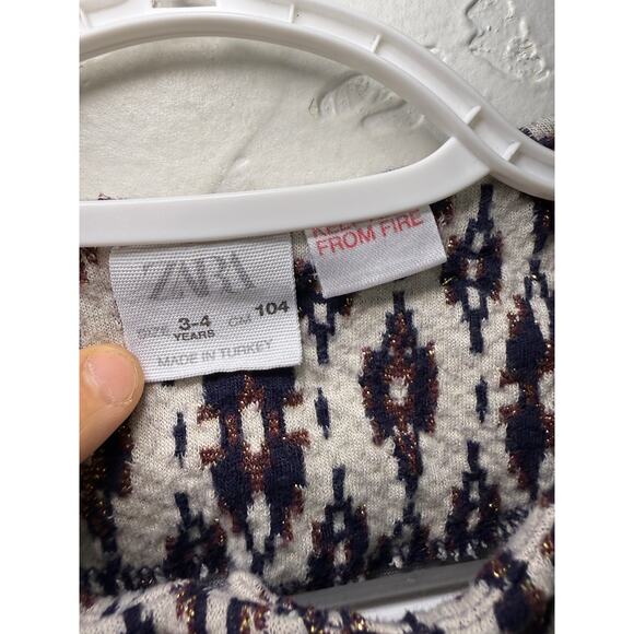 Zara girls velvet batik puff sleeve peasant prairie‎ dress 3-4 years cottagecore - Picture 2 of 5